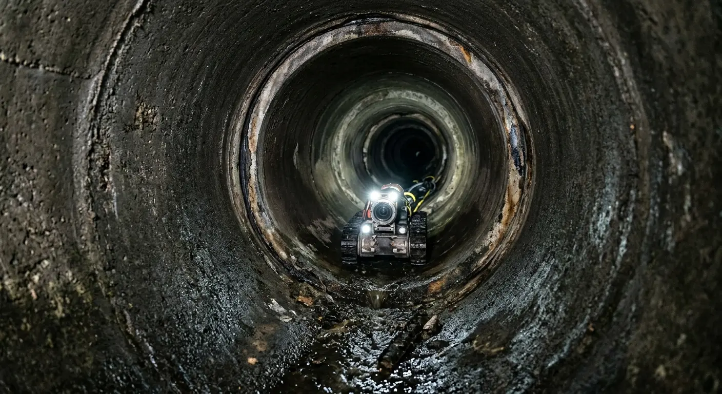 Robotic sewer camera inspecting pipe interior for Sewer Line Repair in Forest Acres